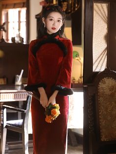 Red Cheongsam, New Year Clothes, Small Jacket, Qipao Dress, New Chinese, Be Beautiful, Free Size