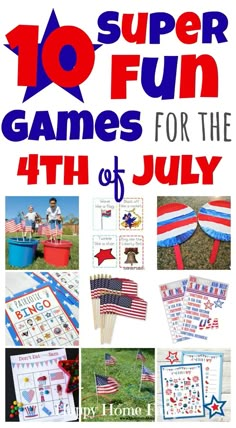 July Activities For Kids, Fourth Of July Activities, Fourth Of July Crafts For Kids, Happy Home Fairy, 4th Of July Games, July Activities, Senior Games, 4th Of July Crafts, Minute To Win It Games