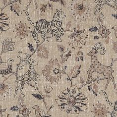 an animal and flower pattern on fabric