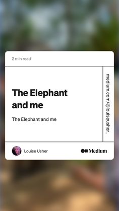 the elephant and me book cover with blurry background