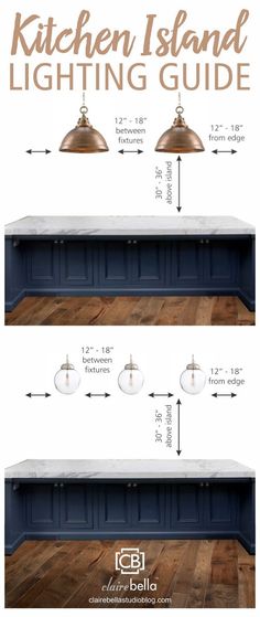 the kitchen island lighting guide is shown