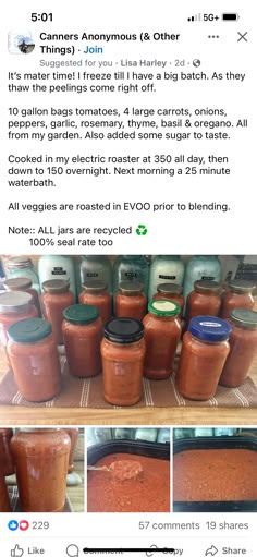 an instagramted photo shows jars of food on a shelf, and the caption reads