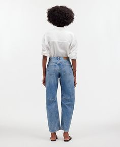 The Darted Barrel-Leg Jean | Madewell Barrel Leg Jeans Outfit, Barrel Jeans Outfit, Madewell Style, Barrel Jeans, Nyc Outfits, Autumn 2024, Petite Jeans, Fashion Sense, Jean Outfits