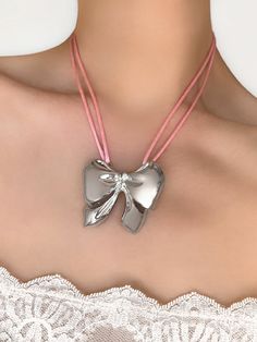 Jennie Necklace, Hammered Cross Necklace, Silk Cord Necklace, Bow Choker, Custom Charm Bracelet, Bow Pendant, Bow Necklace, Star Pendant Necklace, Baroque Pearl Necklace