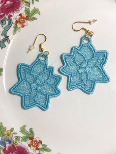 Lace Earrings Flower Earrings Floral Earrings FSL Earrings Embroidered Earrings Boho Earrings Retro Earrings Lincay Earrings - Etsy Embroidered Blue Earrings For Gift, Embroidered Earrings, Retro Earrings, Lace Earrings, Retro Earring, Earrings Flower, Blue Springs, Earring Crafts, Earrings Boho