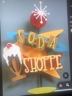 an image of soda shoppe with the word soda on it's display screen