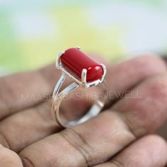 "Red Coral Ring, 925 Sterling Silver Ring, Boho & Hippie Ring, Handmade Ring, Red Coral Gemstone Women Ring, Gift For Her, Red Corel Jewelry SHOP LINK:- https://www.etsy.com/shop/MaaShabashibaJewell?ref=seller-platform-mcnav 》D E T A I L S《 Gemstone: Red Coral Gem Color: Red Metal: 925 Sterling Silver Purity: 925 Parts Per 1000 Setting Type: Prong Set Silver Polish: High Ring Size: All Size Available Please note that there Can be slight variations in stone texture and color shades in the actual Coral Stone Ring Design For Women, Red Coral Ring Design Women, Red Stone Ring Women, Coral Ring Designs For Women, Coral Stone Ring, Red Coral Ring, Hippie Ring, Hippie Rings, Coral Gemstone