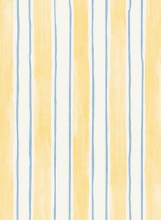 a yellow and blue striped wallpaper with vertical stripes