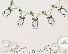 a party banner with martini glasses hanging from it's sides