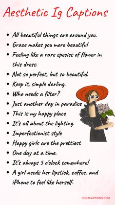 a poem with an image of a woman wearing a red hat and holding flowers in her hand