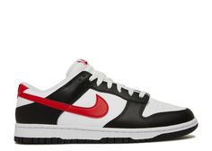 Dunk Low 'Black White Red' - Nike - FB3354 001 - black/university red/white | Flight Club Nike Dunk Low Red, Red And Black Shoes, Red Jordans, Low Top Jordans, Flight Club, Cute Nike Shoes, Cute Nikes, Red Nike, Red Sneakers