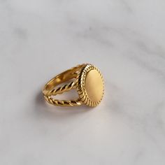 18k Gold Plated Non-Tarnish Hypo-Allergenic Waterproof No Green Staining Available In Size 6,7,8 Oval Ring, Oval Rings, Vintage Rings, Vintage Inspired, 18k Gold, Gold Plate, Plating, Women Jewelry, Size 6