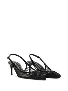 Dolce & Gabbana fishnet-detail pointed-toe Pumps - Farfetch Leather Logo, Dolce & Gabbana, Low Heels, Shoes Boots, Calf Skin, Ankle Strap, Dolce And Gabbana, Fashion Branding, Shoe Boots