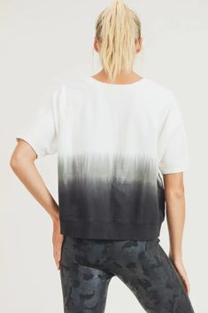 This breathable top features a gradient effect from its dip-dye wash, short raglan sleeves, a round neckline, a boxy silhouette, and a slightly cropped length. •100% cotton terry Beautiful Gradient, Raglan Top, Boxy Top, Jewelry Design Inspiration, Tie Dye Sweatshirt, Dip Dye, Raglan Sleeve, Everyday Outfits, French Terry