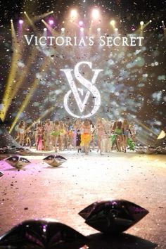 the victoria's secret show is on stage with lots of confetti thrown around it