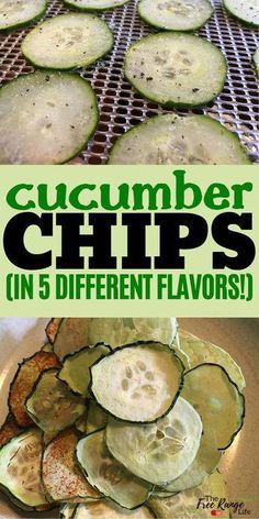 cucumber chips in 5 different flavors on a plate with the title overlay