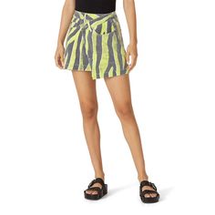 Lime green and black striped rigid denim (100% Cotton). Skirt. Asymmetric hemline. Front button closure. Front pockets. Side pockets. Back pockets. 15" from waist to front hemline. 16" from waist to back hemline. Imported. Striped Skirt, Rent The Runway, Closet Designs, Cotton Skirt, Green Skirt, Green And Black, Black Print, Black Stripes, Lime Green