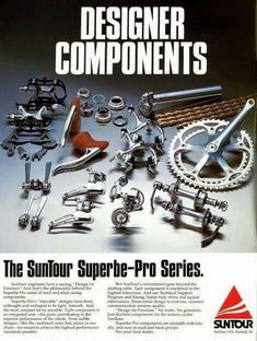 an advertisement for the suntour superpro pro series, featuring various parts and tools