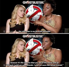 two women are talking to each other about ghostbuster