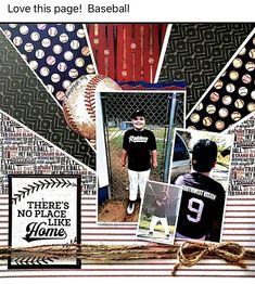 a collage with baseballs and other sports related items, including an image of a young boy