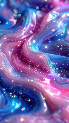 an abstract background with blue, pink and purple swirls in the center on top of each other