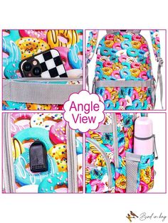 BirdinBag - 16 Laptop Backpack Set: Anti-Theft Bookbag & Lunch Bag, Water-Resistant, for Students & Professionals Donuts Design, Backpack Set, Word Wrap, Backpack Straps, Anti Theft, Bag Set, Laptop Backpack, Set For Women, Lunch Bag