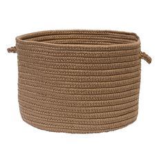 a large round rope basket with handles on the sides, in natural colors and sizes