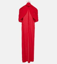 Material: 90% silk, 10% elastane.Care instructions: dry clean.Made in Poland.Designer color name: Red.Closure: zipped back.Self-tie neck.True to size.Low back.Semi-sheer.Cinched waist.Non-stretchy fabric.The model seen in the picture is 178cm-5'10' and wearing a size FR 36 Silk Maxi Dress For Red Carpet, Elegant Summer Maxi Dress For Red Carpet, Formal Stretch Silk Maxi Dress, Formal Silk Stretch Maxi Dress, Silk Fitted Maxi Dress For Red Carpet, Spring Red Carpet Maxi Dress, Elegant Stretch Dresses For Festive Occasions, Fitted Pre-draped Dress For Red Carpet, Silk Fitted Dress For Red Carpet