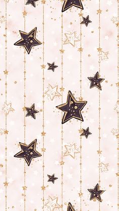 a white background with gold stars and chains on the bottom, in various sizes and colors