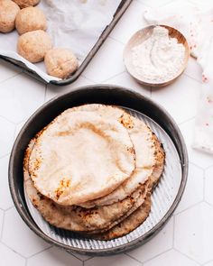 some food is sitting in a pan on the table