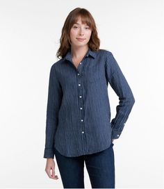 Women's Premium Washable Linen Shirt, Tunic Stripe | Shirts & Button-Downs at L.L.Bean Stripe Shirts, Striped Tunic, Linen Tunic, Women's Shirts, Striped Linen, Ll Bean, Summer Essentials, L L Bean, Linen Shirt