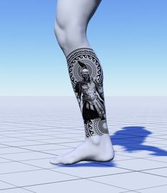 a person's leg with tattoos on it and a blue sky in the background