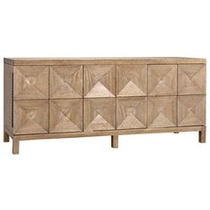 the sideboard is made out of wood and has geometric shapes