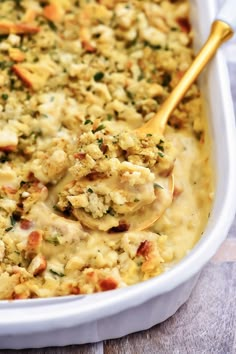 a casserole dish with broccoli and cheese