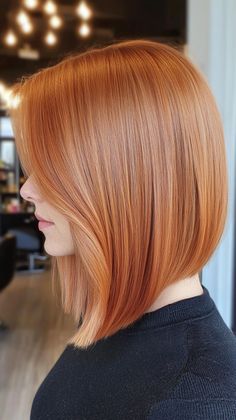 Achieve a sleek and sophisticated look with a copper peach bob that’s timelessly elegant. Visit our site for more chic and polished hair ideas. Save this pin for your next sophisticated hair transformation! Bob Copper Hair, Copper Bobs, Copper Bob Hair, Copper Bob, Sophisticated Hair, Peach Hair Colors, Strawberry Blonde Hair Color, Peach Hair