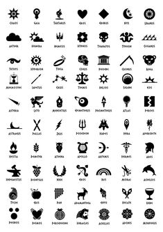 an image of different symbols in black and white