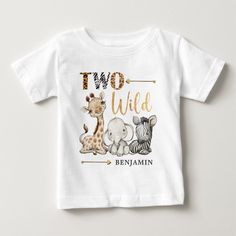 a baby t - shirt with two wild animals on it