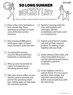 a printable summer bucket list for kids