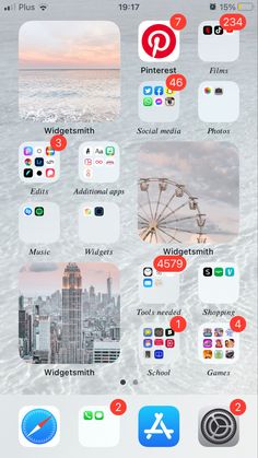 an iphone screen with many different icons on the bottom left corner and top right panel