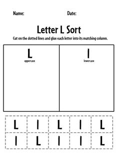 the letter l sort worksheet for children to practice their handwriting and writing skills