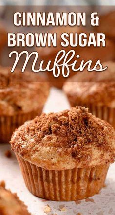 cinnamon and brown sugar muffins with text overlay