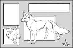 the letter f is for wolf coloring page with two pictures and an animal's head