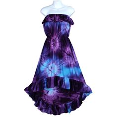 Absolutely Gorgeous Tie-Dye Colors In This Stunning, Strapless Flamenco Dress. Totally Made For Dancing On A Beach Somewhere Tropical. Features A Ruffle At The Top And Ruffled, Asymmetrical Hemline That Hits From Knee Length In The Front To Floor Length In The Back. Elastic Casing At The Neckline And At The Waist. Made In Bali, 100% Soft And Flowy Rayon, In Sizes Small 6-8, Medium 10-12 And Large 14-16. Summer Flowy Purple Sundress, Flowy Purple Summer Dress, Bohemian Purple Cotton Maxi Dress, Purple Sleeveless Bohemian Sundress, Purple Maxi Length Summer Sundress, Purple Maxi-length Summer Sundress, Purple Maxi Sundress For Summer, Summer Purple Maxi Sundress, Flowy Purple Festival Dress