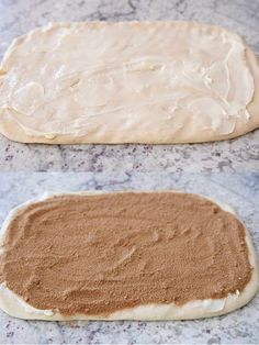 two uncooked doughs sitting on top of a counter