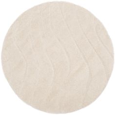 a round white rug with wavy lines on the top and bottom, in various sizes