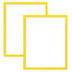 three yellow frames on a white background