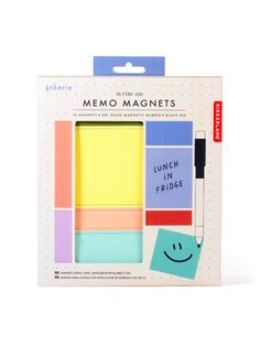 a set of memos with different colors and shapes