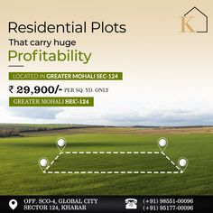 an advertisement for residential plots that carry huge profits