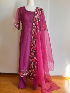 Pink Salwar Kameez with Organza Dupatta Festive Semi-stitched Straight Kurta Salwar Kameez, Festive Designer Semi-stitched Salwar Kameez, Fitted Floor-length Salwar Kameez With Floral Embroidery, Floor-length Embroidered Salwar Kameez For Diwali, Semi-stitched Floral Embroidery Salwar Kameez Floor-length, Semi-stitched Floor-length Salwar Kameez With Floral Embroidery, Floor-length Salwar Kameez With Floral Embroidery, Semi-stitched, Floor-length Resham Embroidered Salwar Kameez For Diwali, Festive Organza Salwar Kameez For Eid