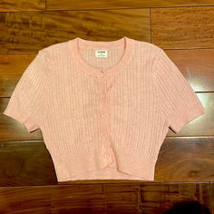 Perfect Condition And Never Worn. Looks A Little More Pink In-Person Than The Picture Thrift Ideas, Short Sleeve Cardigan, Sleeve Cardigan, Pink Shorts, Pink Shirt, Cotton On, Pink Sweater, The Picture, Sweaters & Cardigans